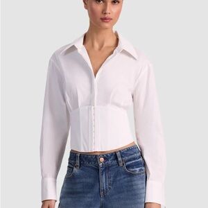 Alice + Olivia Edie Button Down Corset Shirt
